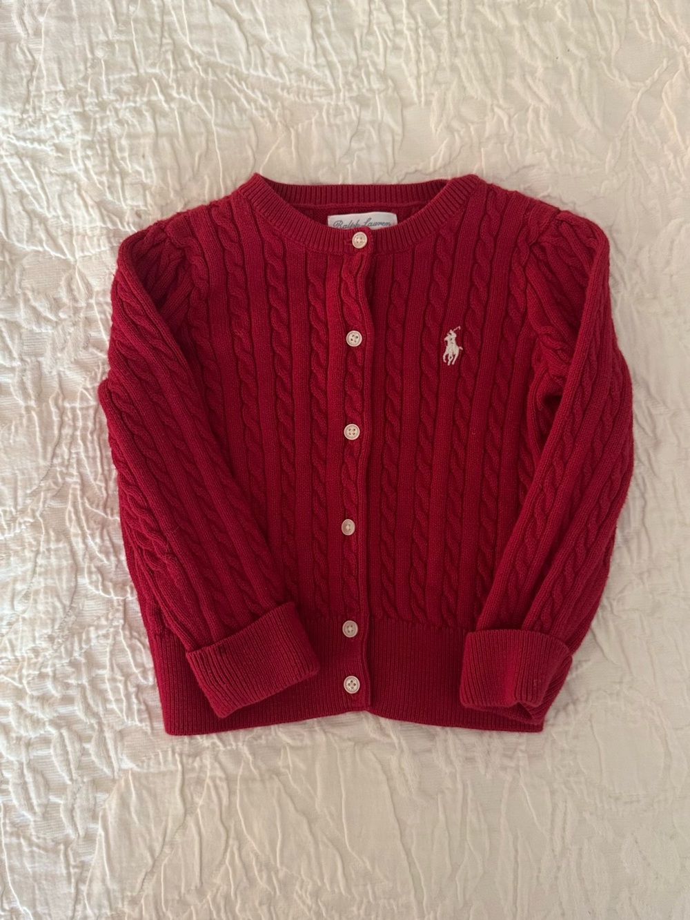 Ralph Lauren Crimson Cable Knit Sweater
